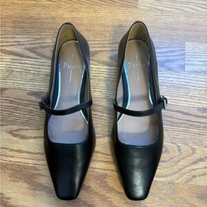 Paolo Black Leather Mary Jane Flats – Size 7.5